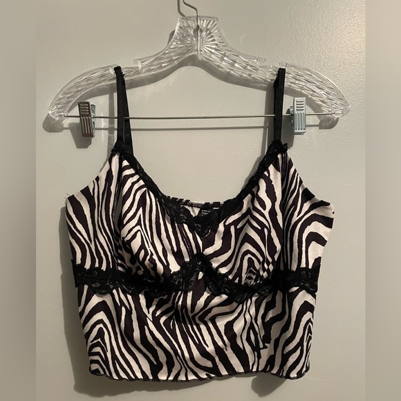 SHEIN Tops - Women’s Zebra Print Camisole 1XL Cami Tank Animal Print Lace Tank Black White